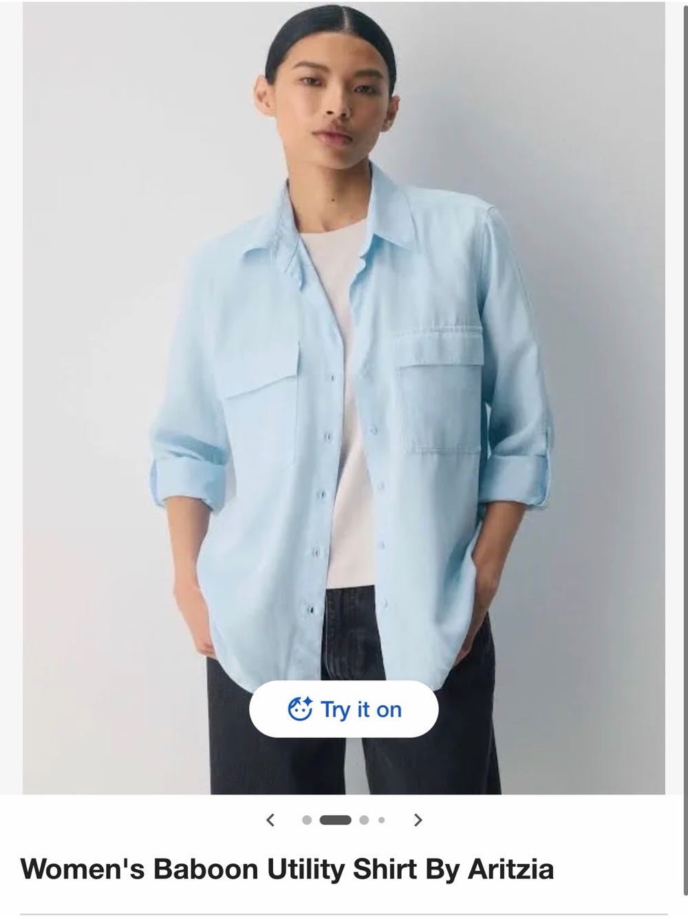 Babaton Light Blue Lightweight Shirt Jacket